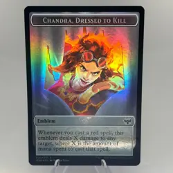 Chandra Dressed to Kill Emblem - Blood Token - Double Sided - Foil - Crimson Vow - Image 1