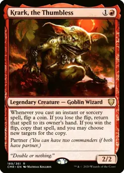X 1 Krark, the Thumbless NM-M Commander Legends 189 MTG Magic The Gathering - Image 1