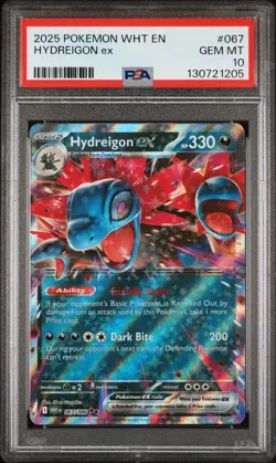 2025 POKEMON WHT EN-WHITE FLARE #067 HYDREIGON EX PSA 10 - Image 1