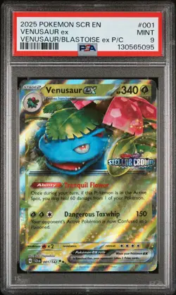 2025 POKEMON SCR EN-STELLAR CROWN PREMIUM COLLECTION #001 VENUSAUR EX PSA 9 - Image 1
