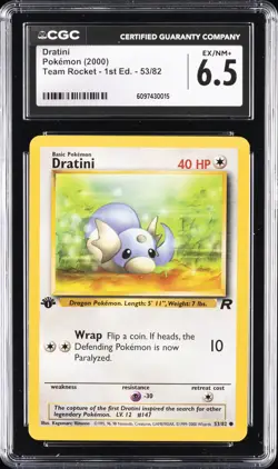 2000 POKEMON TEAM ROCKET 1ST EDITION #53 DRATINI CGC 6.5 - Image 1