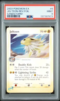2003 POKEMON EX SANDSTORM #6 JOLTEON-REVERSE FOIL PSA 9 - Image 1