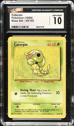 1999 Pokemon Base Set Caterpie 45/102 Graded CGC 10 🔥🔥 - Image 1