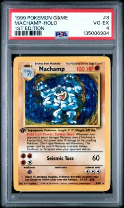 1999 POKEMON BASE SET 1ST EDITION #8 MACHAMP-HOLO PSA 4 - Image 1