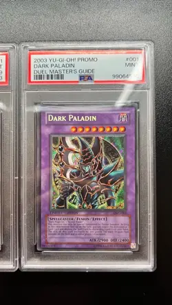 2003 Yugioh 1st Edition Red Eyes B. Dragon & Dark Paladin Duel Master 001 PSA 9 - Image 3