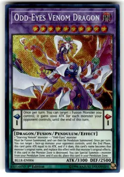 Yugioh Odd-Eyes Venom Dragon BLLR-EN006 Secret Rare 1st Ed NM - Image 1