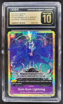 2025 ONE PIECE CCG GUM-GUM LIGHTNING ALT ART OP09-077 CGC 10 PRISTINE E PT - Image 1