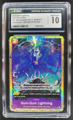 2025 ONE PIECE CCG GUM-GUM LIGHTNING ALT ART OP09-077 CGC 10 E PT - Image 1