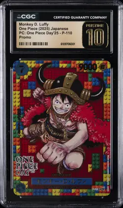 2025 ONE PIECE JPN PC ONE PIECE DAY '25 #P-110 MONKEY D. LUFFY CGC 10 PRISTINE - Image 1