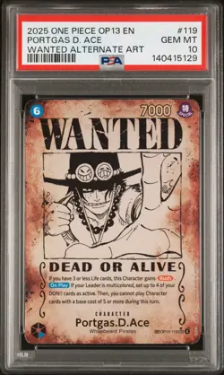 2025 ONE PIECE OP13-CARRYING ON HIS WILL #119 PORTGAS D. ACE PSA 10 - Image 1
