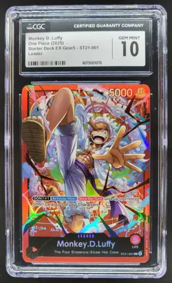 2025 ONE PIECE CCG MONKEY D. LUFFY LEADER ST21-001 CGC 10 E PT - Image 1