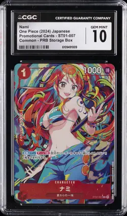 2024 ONE PIECE JPN COMMON-PRB STORAGE BOX #ST01-007 NAMI CGC 10 GEM MINT - Image 1
