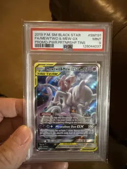 2019 POKEMON SM BLACK STAR PROMO #SM191 FULL ART/MEWTWO & MEW GX PSA 9 - Image 1