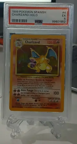 1999 Pokemon Card Game PTCG TCG Spanish Base Set #4 Charizard Holo PSA 5 EX - Image 1