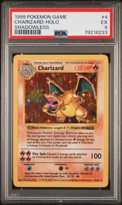 1999 Pokemon Game CHARIZARD #4 Shadowless Holo SP PSA 5 (EX) Perfect Centering! - Image 1