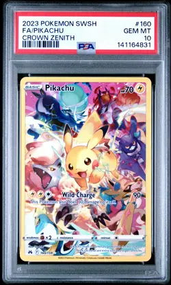 2023 POKEMON SWORD & SHIELD CROWN ZENITH #160 FULL ART/PIKACHU PSA 10 - Image 1