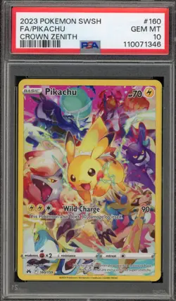 Pokemon Pikachu Crown Zenith Secret Rare Full Art #160 PSA 10 Gem Mint - Image 1