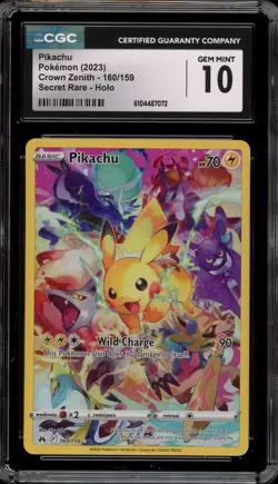 Pokemon Pikachu Crown Zenith Secret Rare Full Art #160 CGC 10 Gem Mint - Image 1