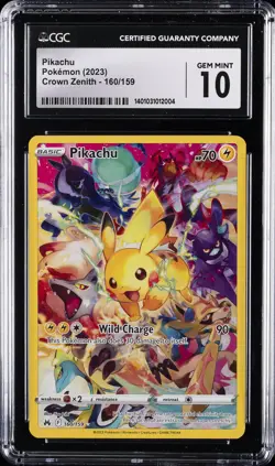 2023 CROWN ZENITH FULL ART SECRET RARE #160/159 POKEMON PIKACHU CGC 10 GEM MINT - Image 1