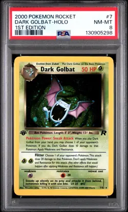 2000 Pokemon 1st Edition Team Rocket (DARK GOLBAT) HOLO GRADED PSA-8 CARD #7/82 - Image 1
