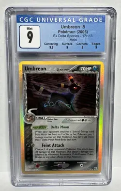 CGC 9 MINT Umbreon 2005 EX Delta Species 17/113 Holo Pokemon Card W Subgrades - Image 1