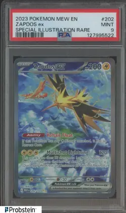 2023 Pokemon Scarlet & Violet Card 151 MEW EN #202/165 Zapdos EX PSA 9 MINT - Image 1