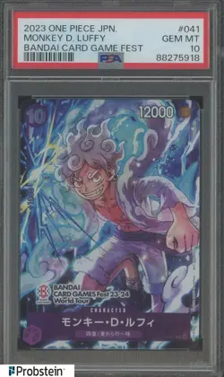 2023 One Piece JPN Bandai Card Game Fest #041 Monkey D. Luffy PSA 10 GEM MINT - Image 1