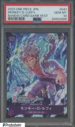 2023 One Piece JPN Bandai Card Game Fest #041 Monkey D. Luffy PSA 10 GEM MINT - Image 1