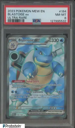 2023 Pokemon Scarlet & Violet Card 151 MEW EN #184/165 Blastoise EX PSA 8 NM-MT - Image 1