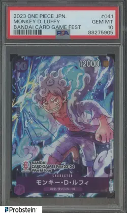 2023 One Piece JPN Bandai Card Game Fest #041 Monkey D. Luffy PSA 10 GEM MINT - Image 1