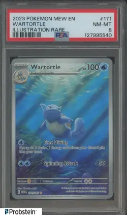 2023 Pokemon Scarlet & Violet Card 151 MEW EN #171/165 Wartortle PSA 8 NM-MT - Image 1