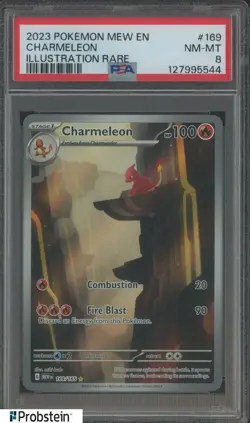 2023 Pokemon Scarlet & Violet Card 151 MEW EN #169/165 Charmeleon PSA 8 NM-MT - Image 1