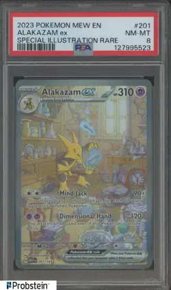 2023 Pokemon Scarlet & Violet Card 151 MEW EN #201/165 Alakazam EX PSA 8 NM-MT - Image 1