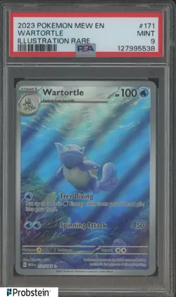 2023 Pokemon Scarlet & Violet Card 151 MEW EN #171/165 Wartortle PSA 9 MINT - Image 1