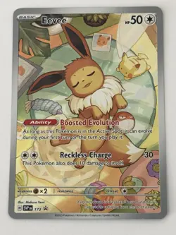 Eevee Pokemon Card Boosted Evolution Reckless Charge HP 50 - Image 1