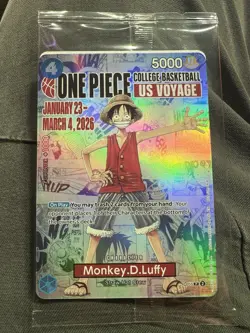 One Piece Monkey D. Luffy US Voyage College Basketball Card Rutgers IN HAND - Image 1