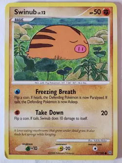 Swinub 77/100 LP / VLP - Stormfront Pokemon Card - Yukiko Baba Art - Image 1