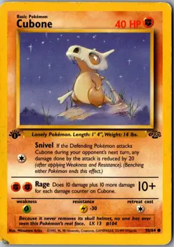 Cubone 50/64 1st Edition Common Jungle HP Pokemon Card - Image 1