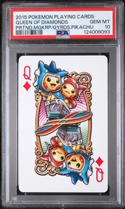 2015 POKEMON PLAYING CARDS PRETEND MAGIKARP & GYARADOS QUEEN OF DIAMONDS PSA 10 - Image 1