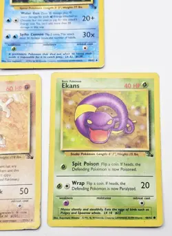 Vintage Pokemon Lot Of 5 Cards WOTC Fossil Cards LP-HP Hitmonlee Golem Ekans - Image 2