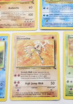 Vintage Pokemon Lot Of 5 Cards WOTC Fossil Cards LP-HP Hitmonlee Golem Ekans - Image 3