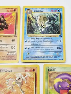 Vintage Pokemon Lot Of 5 Cards WOTC Fossil Cards LP-HP Hitmonlee Golem Ekans - Image 5