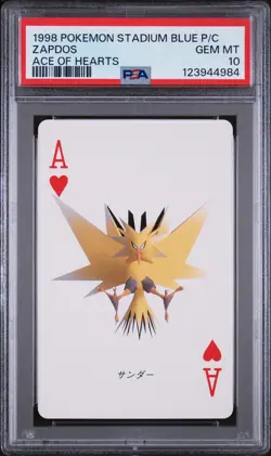 1998 POKEMON STADIUM BLUE VERSION PLAYING CARDS ACE OF HEARTS ZAPDOS PSA 10 - Image 1