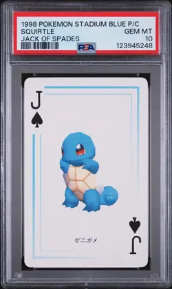 1998 POKEMON STADIUM BLUE VERSION PLAYING CARDS JACK OF SPADES SQUIRTLE PSA 10 - Image 1