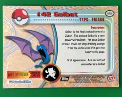 1999 TOPPS TV POKEMON CARDS 1ST PRINTING- BLACK TOPPS LOGO GOLBAT #42 vintage - Image 2