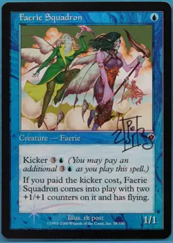 Faerie Squadron FOIL Invasion NM Blue Common SIGNED CARD (452768) ABUGames - Image 1