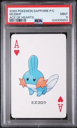 2003 POKEMON SAPPHIRE VERSION PLAYING CARDS ACE OF HEARTS MUDKIP PSA 9 - Image 1