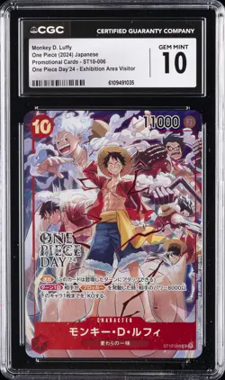 2024 ONE PIECE JPN PROMO CARDS #ST10-006 MONKEY D. LUFFY CGC 10 GEM MINT - Image 1