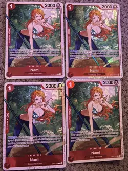 Nami - One Piece TCG OP01-016 ST10 Rare Holo Foil Promo Card Lot Of 4 - Image 3