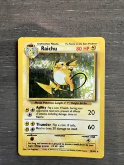 Pokemon TCG Raichu Base Set Holo Unlimited Rare Card 14/102 - Image 1